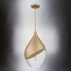 Urban Ambiance - Pendant - UQL6387 Glam Indoor Pendant, 20.25''H x 12.00''W x 12.00''Dep, Bronze Gold Finish, Lacey Collection - 