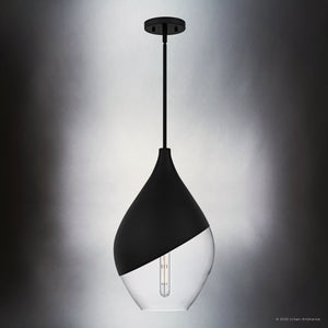 Urban Ambiance - Pendant - UQL6388 Glam Indoor Pendant, 20.25''H x 12.00''W x 12.00''Dep, Matte Black Finish, Lacey Collection - 