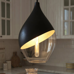 Urban Ambiance - Pendant - UQL6388 Glam Indoor Pendant, 20.25''H x 12.00''W x 12.00''Dep, Matte Black Finish, Lacey Collection - 