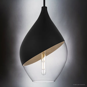 Urban Ambiance - Pendant - UQL6388 Glam Indoor Pendant, 20.25''H x 12.00''W x 12.00''Dep, Matte Black Finish, Lacey Collection - 