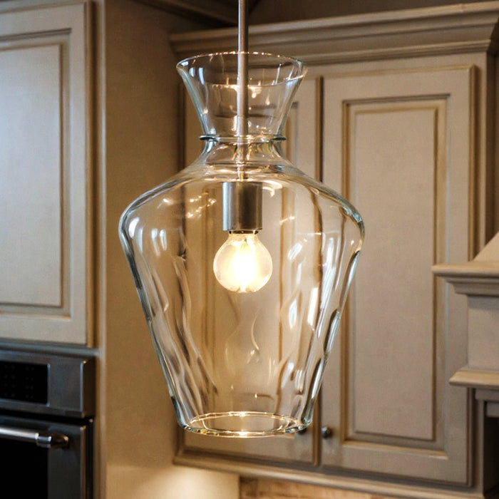 UQL6389 Casual Indoor Pendant, 18.00''H x 12.00''W x 12.00''Dep, Brushed Nickel Finish, Lacey Collection