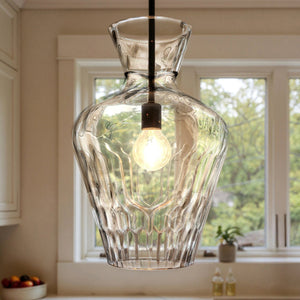 Urban Ambiance - Pendant - UQL6390 Casual Indoor Pendant, 18.00''H x 12.00''W x 12.00''Dep, Matte Black Finish, Lacey Collection - 