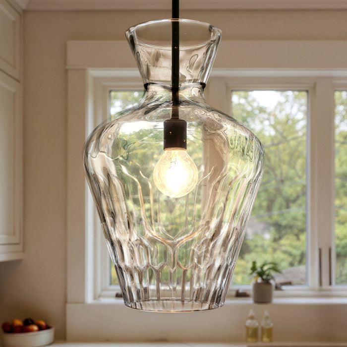 UQL6390 Casual Indoor Pendant, 18.00''H x 12.00''W x 12.00''Dep, Matte Black Finish, Lacey Collection