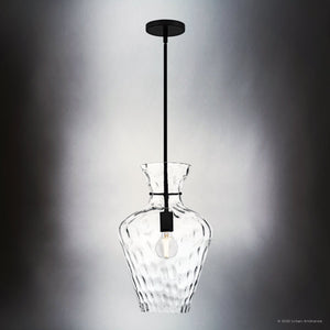 Urban Ambiance - Pendant - UQL6390 Casual Indoor Pendant, 18.00''H x 12.00''W x 12.00''Dep, Matte Black Finish, Lacey Collection - 