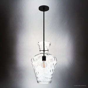 Urban Ambiance - Pendant - UQL6390 Casual Indoor Pendant, 18.00''H x 12.00''W x 12.00''Dep, Matte Black Finish, Lacey Collection - 