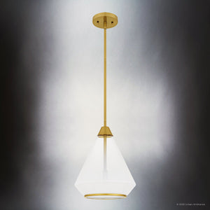 Urban Ambiance - Pendant - UQL6391 Contemporary Indoor Pendant, 13.25''H x 10.50''W x 10.50''Dep, Brushed Gold Finish, Lacey Collection - 
