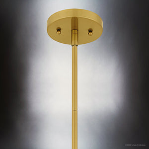 Urban Ambiance - Pendant - UQL6391 Contemporary Indoor Pendant, 13.25''H x 10.50''W x 10.50''Dep, Brushed Gold Finish, Lacey Collection - 