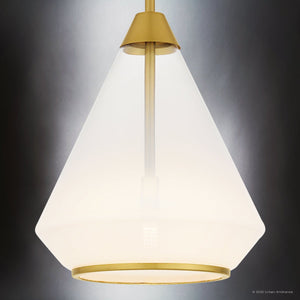 Urban Ambiance - Pendant - UQL6391 Contemporary Indoor Pendant, 13.25''H x 10.50''W x 10.50''Dep, Brushed Gold Finish, Lacey Collection - 