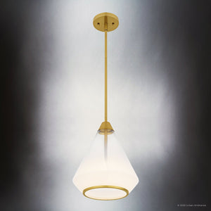 Urban Ambiance - Pendant - UQL6391 Contemporary Indoor Pendant, 13.25''H x 10.50''W x 10.50''Dep, Brushed Gold Finish, Lacey Collection - 