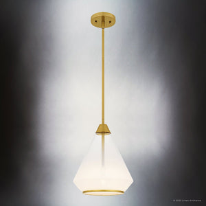 Urban Ambiance - Pendant - UQL6391 Contemporary Indoor Pendant, 13.25''H x 10.50''W x 10.50''Dep, Brushed Gold Finish, Lacey Collection - 