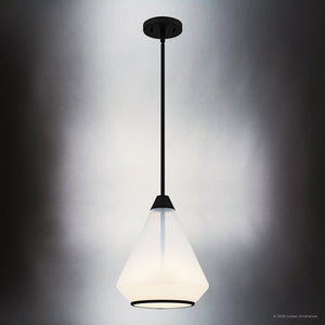 Urban Ambiance - Pendant - UQL6393 Contemporary Indoor Pendant, 13.25''H x 10.50''W x 10.50''Dep, Matte Black Finish, Lacey Collection - 