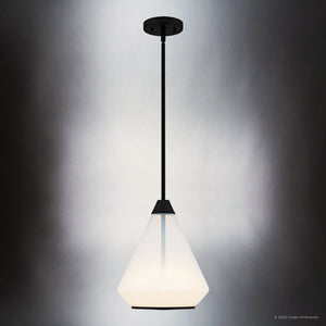 Urban Ambiance - Pendant - UQL6393 Contemporary Indoor Pendant, 13.25''H x 10.50''W x 10.50''Dep, Matte Black Finish, Lacey Collection - 