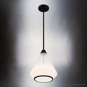 Urban Ambiance - Pendant - UQL6393 Contemporary Indoor Pendant, 13.25''H x 10.50''W x 10.50''Dep, Matte Black Finish, Lacey Collection - 