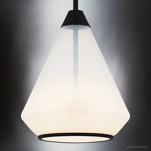 Urban Ambiance - Pendant - UQL6393 Contemporary Indoor Pendant, 13.25''H x 10.50''W x 10.50''Dep, Matte Black Finish, Lacey Collection - 