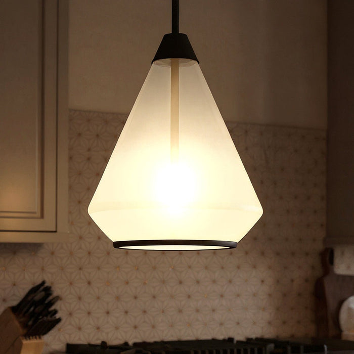UQL6393 Contemporary Indoor Pendant, 13.25''H x 10.50''W x 10.50''Dep, Matte Black Finish, Lacey Collection