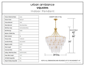 Urban Ambiance - Pendant - UQL6394 Traditional Indoor Pendant, 35.00''H x 28.00''W x 28.00''Dep, Gold Leaf Finish, Lacey Collection - 