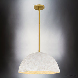 Urban Ambiance - Pendant - UQL6396 Modern Rustic Indoor Pendant, 10.00''H x 17.75''W x 17.75''Dep, Brushed Gold Finish, Lacey Collection - 