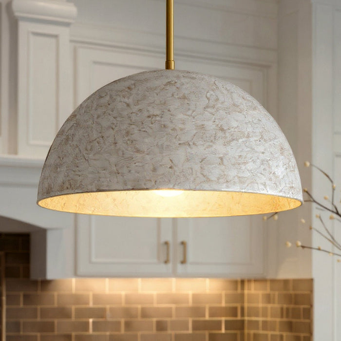 UQL6396 Modern Rustic Indoor Pendant, 10.00''H x 17.75''W x 17.75''Dep, Brushed Gold Finish, Lacey Collection