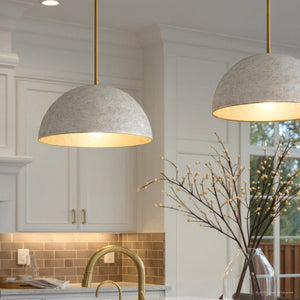 Urban Ambiance - Pendant - UQL6396 Modern Rustic Indoor Pendant, 10.00''H x 17.75''W x 17.75''Dep, Brushed Gold Finish, Lacey Collection - 