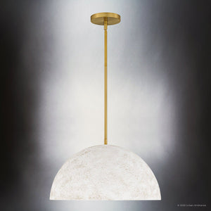 Urban Ambiance - Pendant - UQL6396 Modern Rustic Indoor Pendant, 10.00''H x 17.75''W x 17.75''Dep, Brushed Gold Finish, Lacey Collection - 