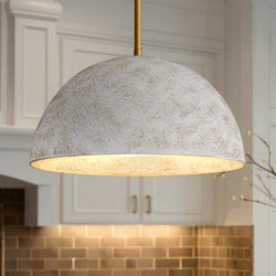 Urban Ambiance - Pendant - UQL6396 Modern Rustic Indoor Pendant, 10.00''H x 17.75''W x 17.75''Dep, Brushed Gold Finish, Lacey Collection - 