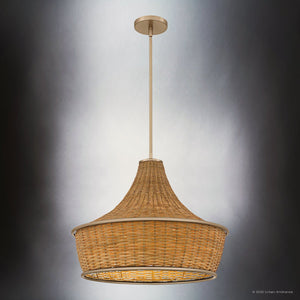 Urban Ambiance - Pendant - UQL6397 Coastal Indoor Pendant, 18.00''H x 21.75''W x 21.75''Dep, Bronze Gold Finish, Lacey Collection - 
