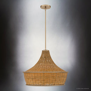 Urban Ambiance - Pendant - UQL6397 Coastal Indoor Pendant, 18.00''H x 21.75''W x 21.75''Dep, Bronze Gold Finish, Lacey Collection - 