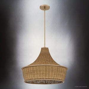 Urban Ambiance - Pendant - UQL6397 Coastal Indoor Pendant, 18.00''H x 21.75''W x 21.75''Dep, Bronze Gold Finish, Lacey Collection - 