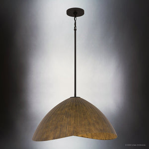 Urban Ambiance - Pendant - UQL6398 Coastal Indoor Pendant, 12.25''H x 24.00''W x 21.50''Dep, Matte Black Finish, Lacey Collection - 