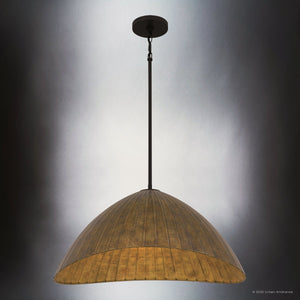 Urban Ambiance - Pendant - UQL6398 Coastal Indoor Pendant, 12.25''H x 24.00''W x 21.50''Dep, Matte Black Finish, Lacey Collection - 