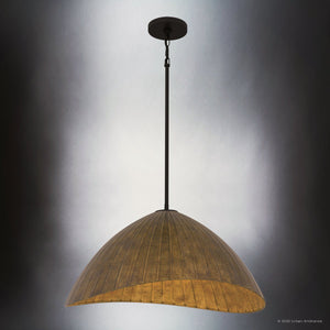 Urban Ambiance - Pendant - UQL6398 Coastal Indoor Pendant, 12.25''H x 24.00''W x 21.50''Dep, Matte Black Finish, Lacey Collection - 