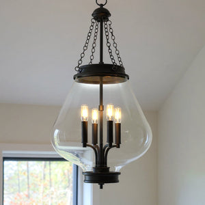 Urban Ambiance - Pendant - UQL6402 Tudor Indoor Pendant, 30.25''H x 16.00''W x 16.00''Dep, Matte Black Finish, Lacey Collection - 