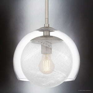 Urban Ambiance - Pendant - UQL6404 Modern Indoor Pendant, 10.25''H x 10.00''W x 10.00''Dep, Brushed Nickel Finish, Lacey Collection - 