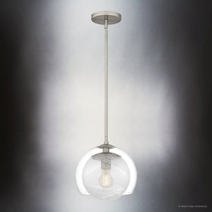 Urban Ambiance - Pendant - UQL6404 Modern Indoor Pendant, 10.25''H x 10.00''W x 10.00''Dep, Brushed Nickel Finish, Lacey Collection - 