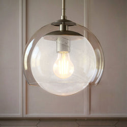 Urban Ambiance - Pendant - UQL6404 Modern Indoor Pendant, 10.25''H x 10.00''W x 10.00''Dep, Brushed Nickel Finish, Lacey Collection - 