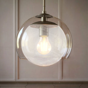 Urban Ambiance - Pendant - UQL6404 Modern Indoor Pendant, 10.25''H x 10.00''W x 10.00''Dep, Brushed Nickel Finish, Lacey Collection - 