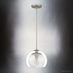 Urban Ambiance - Pendant - UQL6404 Modern Indoor Pendant, 10.25''H x 10.00''W x 10.00''Dep, Brushed Nickel Finish, Lacey Collection - 