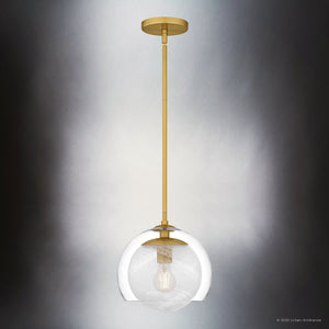 Urban Ambiance - Pendant - UQL6405 Modern Indoor Pendant, 10.25''H x 10.00''W x 10.00''Dep, Brushed Gold Finish, Lacey Collection - 