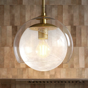 Urban Ambiance - Pendant - UQL6405 Modern Indoor Pendant, 10.25''H x 10.00''W x 10.00''Dep, Brushed Gold Finish, Lacey Collection - 