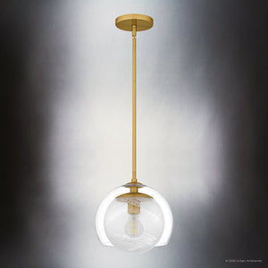 Urban Ambiance - Pendant - UQL6405 Modern Indoor Pendant, 10.25''H x 10.00''W x 10.00''Dep, Brushed Gold Finish, Lacey Collection - 