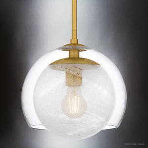 Urban Ambiance - Pendant - UQL6405 Modern Indoor Pendant, 10.25''H x 10.00''W x 10.00''Dep, Brushed Gold Finish, Lacey Collection - 