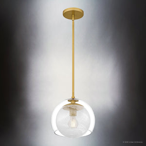 Urban Ambiance - Pendant - UQL6405 Modern Indoor Pendant, 10.25''H x 10.00''W x 10.00''Dep, Brushed Gold Finish, Lacey Collection - 