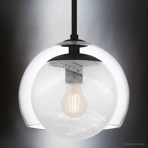 Urban Ambiance - Pendant - UQL6406 Modern Indoor Pendant, 10.25''H x 10.00''W x 10.00''Dep, Matte Black Finish, Lacey Collection - 