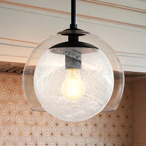 Urban Ambiance - Pendant - UQL6406 Modern Indoor Pendant, 10.25''H x 10.00''W x 10.00''Dep, Matte Black Finish, Lacey Collection - 