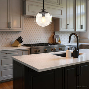 Urban Ambiance - Pendant - UQL6406 Modern Indoor Pendant, 10.25''H x 10.00''W x 10.00''Dep, Matte Black Finish, Lacey Collection - 