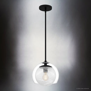 Urban Ambiance - Pendant - UQL6406 Modern Indoor Pendant, 10.25''H x 10.00''W x 10.00''Dep, Matte Black Finish, Lacey Collection - 