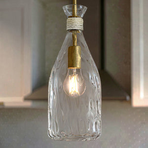 Urban Ambiance - Pendant - UQL6407 Coastal Indoor Pendant, 14.50''H x 6.00''W x 6.00''Dep, Brushed Gold Finish, Lacey Collection - 