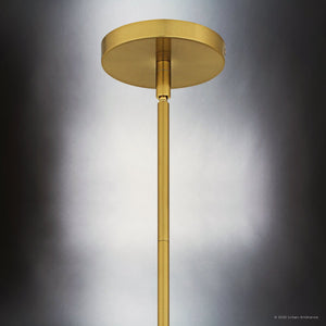 Urban Ambiance - Pendant - UQL6407 Coastal Indoor Pendant, 14.50''H x 6.00''W x 6.00''Dep, Brushed Gold Finish, Lacey Collection - 