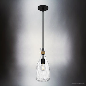 Urban Ambiance - Pendant - UQL6408 Coastal Indoor Pendant, 14.50''H x 6.00''W x 6.00''Dep, Matte Black Finish, Lacey Collection - 