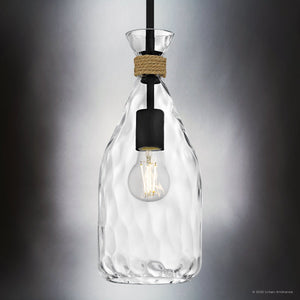 Urban Ambiance - Pendant - UQL6408 Coastal Indoor Pendant, 14.50''H x 6.00''W x 6.00''Dep, Matte Black Finish, Lacey Collection - 